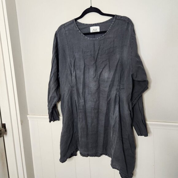FLAX Black Linen Swing Top - Picture 1 of 4